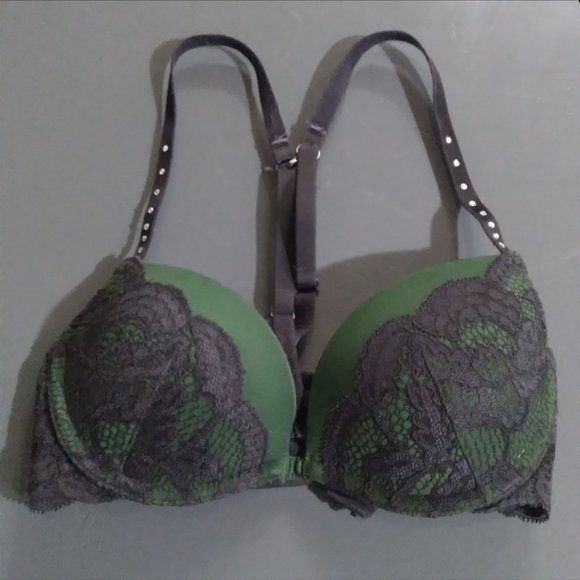 LaSenza Forest Green Bra with Crystal Studded Straps - Picture 1 of 2